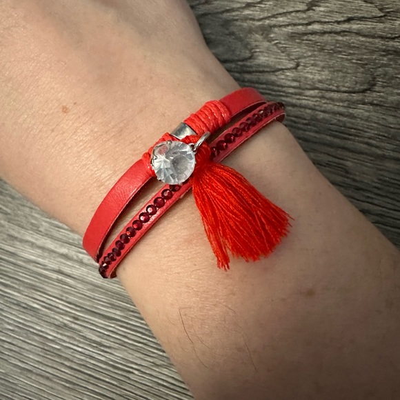 Tassel bracelet with rhinestone silver - Picture 2 of 2